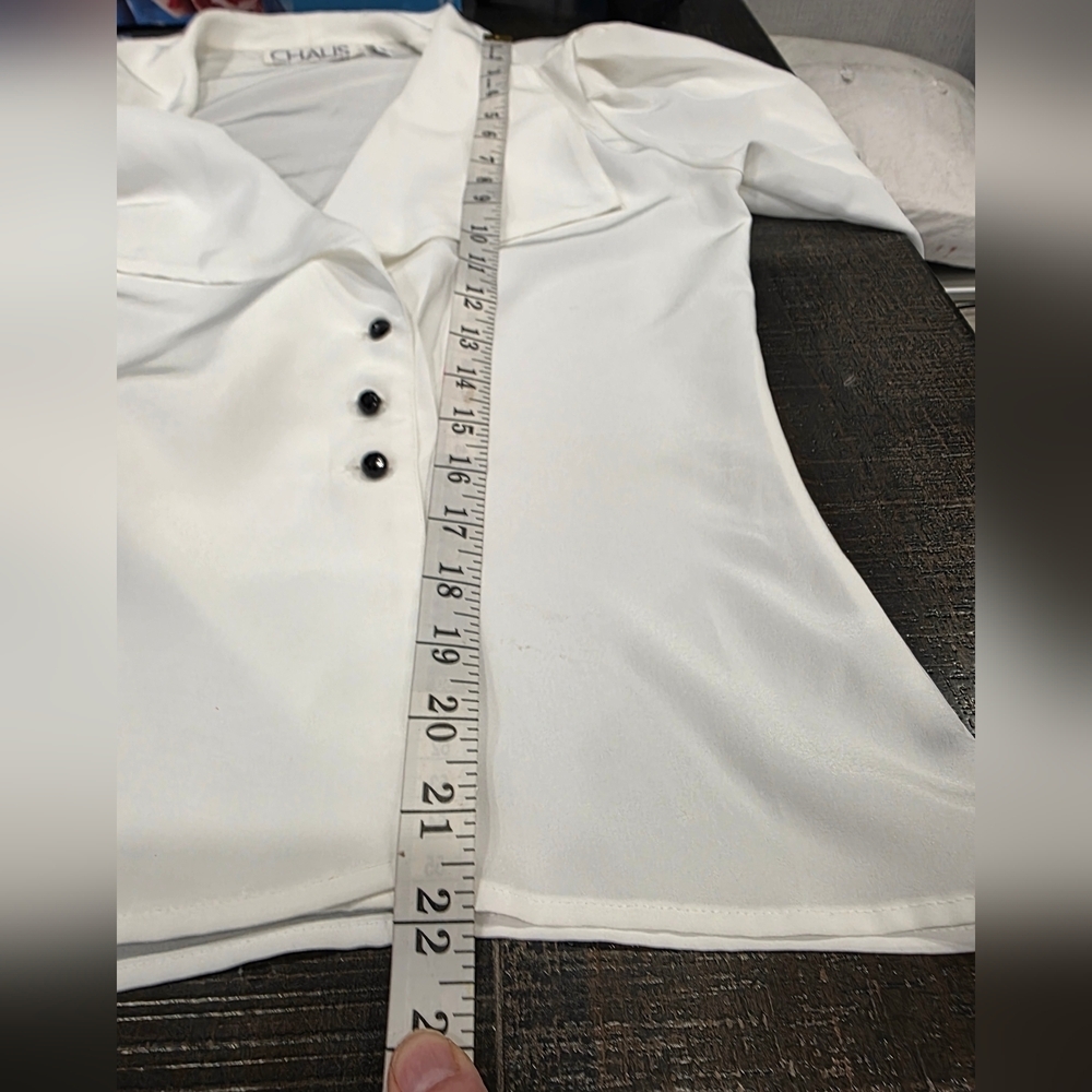 Chaus Elegant Lapel White Blouse - Picture 6 of 7